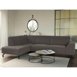 Klaudia - canapé d'angle gauche - en velours - 5 places - taupe - Taupe