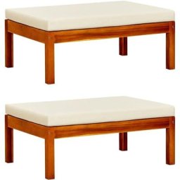 Bonnevie - Lot de 2 Canapés de jardin Canapé Repose-pied relax - Bois d'acacia massif BV720594 Crème