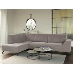 Klaudia - canapé d'angle gauche - en velours - 5 places - beige - Beige