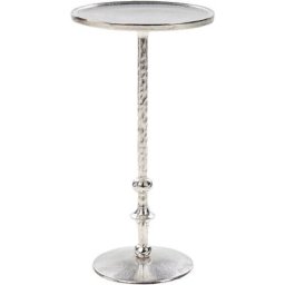 Table d'Appoint Argentée en Aluminium Couvert Electrodéposition Plateau Rond Meda - Argenté