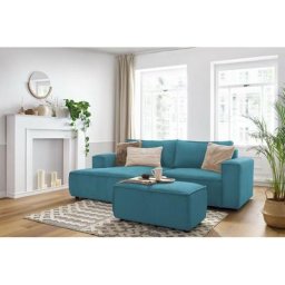 Canapé d'angle fixe Bobochic Canapé d'angle fixe compact nihad velours côtelé avec pouf Angle
