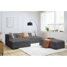 Canapé modulable Bobochic Canapé d'angle fixe modulable megeve tissu bouclette avec pouf Angle