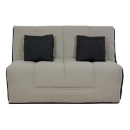 Banquette bz los angeles 140 x 190, matelas Dunlopillo, coton gris - coton gris