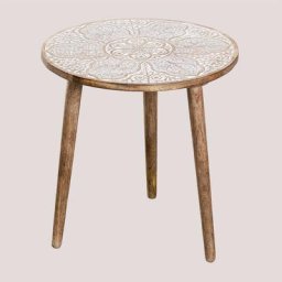 Sklum - Table d'Appoint Ronde en Bois de Manguier (Ø45 cm) Tienga Bois de mangue Bois de mangue