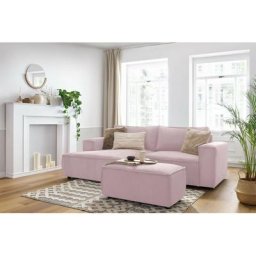 Canapé d'angle fixe Bobochic Canapé d'angle fixe compact nihad velours côtelé avec pouf Angle