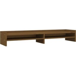 Support de moniteur Marron miel 100x24x16 cm Bois de pin solide Vidaxl marron miel