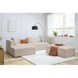 Canapé modulable Bobochic Canapé d'angle fixe modulable megeve tissu bouclette avec pouf Angle