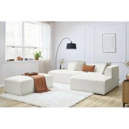 Canapé modulable Bobochic Canapé d'angle fixe modulable megeve tissu bouclette avec pouf Angle