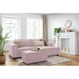 Canapé d'angle fixe Bobochic Canapé d'angle fixe compact nihad velours côtelé avec pouf Angle droit