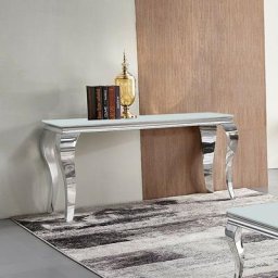 Console Design Ema - Blanc, Verre, Rectangulaire, Style Baroque, 120 x 45 x 75 cm - Blanc - Meubler