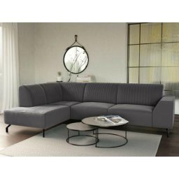 Klaudia - canapé d'angle gauche - en velours - 5 places - gris foncé - Gris foncé
