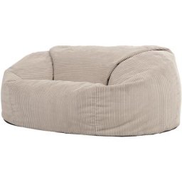 Pouf Canapé en Velours Côtelé Soul, xxl Pouf de Salon Deux Places Géant, 160cm x 140cm, Beige Galet