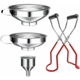 Entonnoir en Acier Inoxydable, 4 Pcs Entonnoir de Cuisine avec Pince à Bocal de Conservation, inox