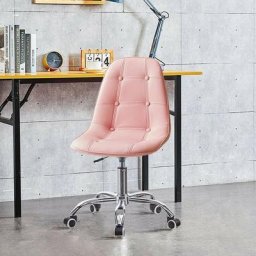 Chaise de Bureau pivotante réglable avec roulettes et élévateur en Cuir synthétique, Rose