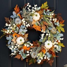 Couronne Automne, Décoration Automnale de Porte, Guirlande Feuille d'automne Citrouille, Feuille