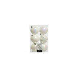 Kaemingk - Lot de 6 boules de Noël (D80 mm) Alpine Blanc irisé
