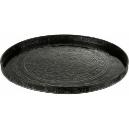 Plateau rond classique fer noir 50x50x3cm - Noir