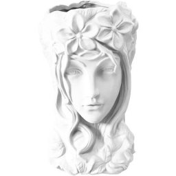 Cache pot visage féminin blanc