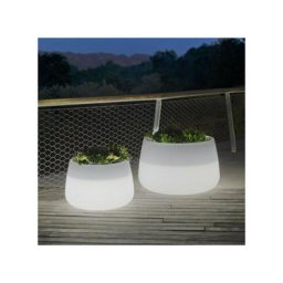 Pot lumineux rond 60 solaire+batterie rechargeable led rgb avec télécommande ø59x39cm - Moovere