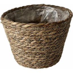 Cache pot de fleurs en osier texturé