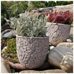 Pot de fleurs vintage béton 20cm rond cache-pot gris résistant aux intempéries pot à plantes shabby