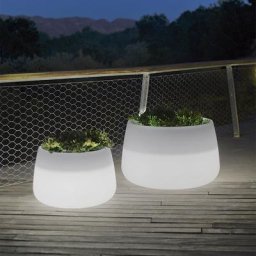 Pot lumineux rond 80 solaire+batterie rechargeable led rgb avec télécommande ø79x46,5cm - Moovere