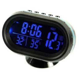 Horloge Thermomètre Numérique Voltmètre de Voiture 4 en 1 Alarme Moniteur de Voltage Horloge lcd