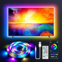 Ruban led tv 3m Bande Lumineuse rgbic avec Télécommande usb App Multicolore Rétroéclairage pour tv