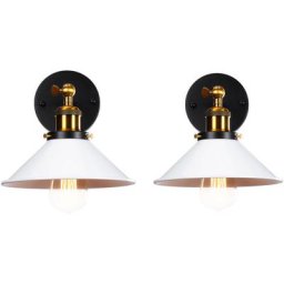 Idegu - Set de 2 Applique Murale Vintage Industriel Métal E27, Design Parapluie Chapeau, Lampe de