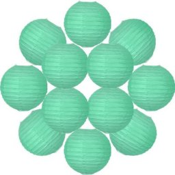 12x Lanterne Papier 20 cm Vert d'Eau - Suspension Boule Papier 20 cm (12'') type Lanterne Japonaise