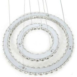 Suspension en cristal 2/3 anneaux - Lustre avec télécommande à intensité variable pour le salon, le
