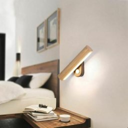 Lampe murale japonaise créative led chambre lampe de chevet nordique rotatif moderne étude en bois