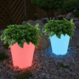 Lot de 2 lampes solaires à led rvb pot de fleur design décoration de jardin lampes boîte à plantes