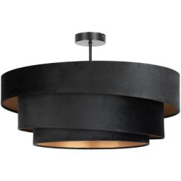 Plafonnier Tissu à intensité variable 'Jusari' en métal pour salon & salle à manger - noir, doré