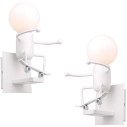 2x Applique Murale Petit Gens de Fer Ski , Lampe de Mur Noir Créative Style Contemporain et Rétro
