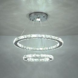 Lustre en cristal moderne à led 19,7 x 11,8 pouces plafonnier suspendu 2 anneaux luminaires en