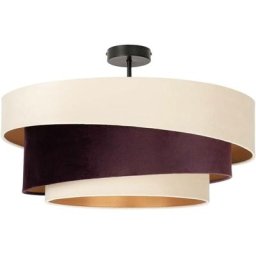 Plafonnier Tissu à intensité variable 'Jusari' en métal pour salon & salle à manger - brun, beige,