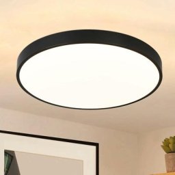 Plafonnier led Noir Plafonnier - 12W Lampe de salle de bain Blanc chaud Lampe de cuisine Plat IP44