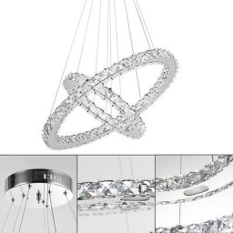 Aufun - led Crystal Lampe à plafond 48W 2 bagues Blanc froid