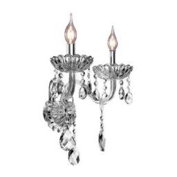 Applique murale 300757 cristal bougie 2-POINTS de lumière E14 29X22CM - chrome / transparent