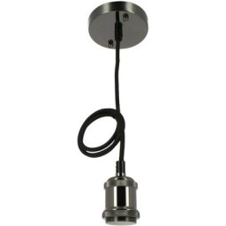 Eclairage Design - Suspension métal noir E27 retro chic cable textile