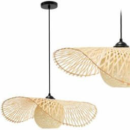 Toolight - lampe suspendue APP881-1CP noir brun métal bambou E27 1-POINTS de lumière - noir