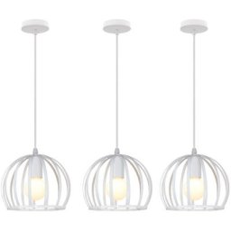 3 pcs Lustre Suspension Moderne Métal Luminaire Plafonnier E27 pour Chambre Café Bar Blanc - Blanc