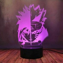 Sasuke Naruto 826 noir + fond coloré: interrupteur tactile de veilleuse 3D coloré led nouveau
