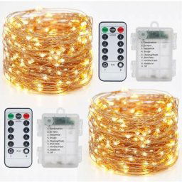Lot de 2] Guirlande Lumineuse a Pile, 10M 100LED Guirlande Led à Pile avec Télécommande 8 Modes