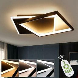 Led plafonnier salon dimmable - 44 w plafonnier chambre noir avec télécommande design moderne lampe