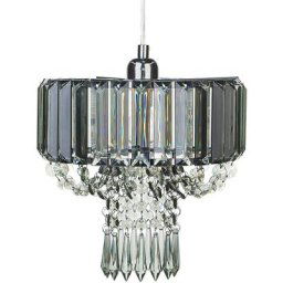 Lustre Glamour Lampe Suspension en Cristaux Multiples Gris Clair Fumé et Acier E14 Max. 40W
