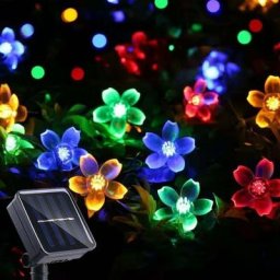 Guirlande Lumineuse Solaire Chaîne Fleur Cerise Fée 50LED 8 Modes Extérieure étanche Jardin Noël