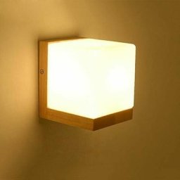 Appliques Murales En Verre Blanc De Style Japonais Créative E27 En Bois Cube Edison