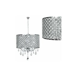 Cristal Abat-jour Lustre Lampe à Suspension Lustre Moderne Plafonnier E14 Socle pour Salon Chambre